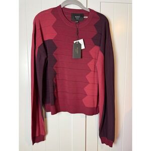 Aleeza‎ Paris Iris Sweater Plum Color Tones Geometric Knit Pullover T443 Large